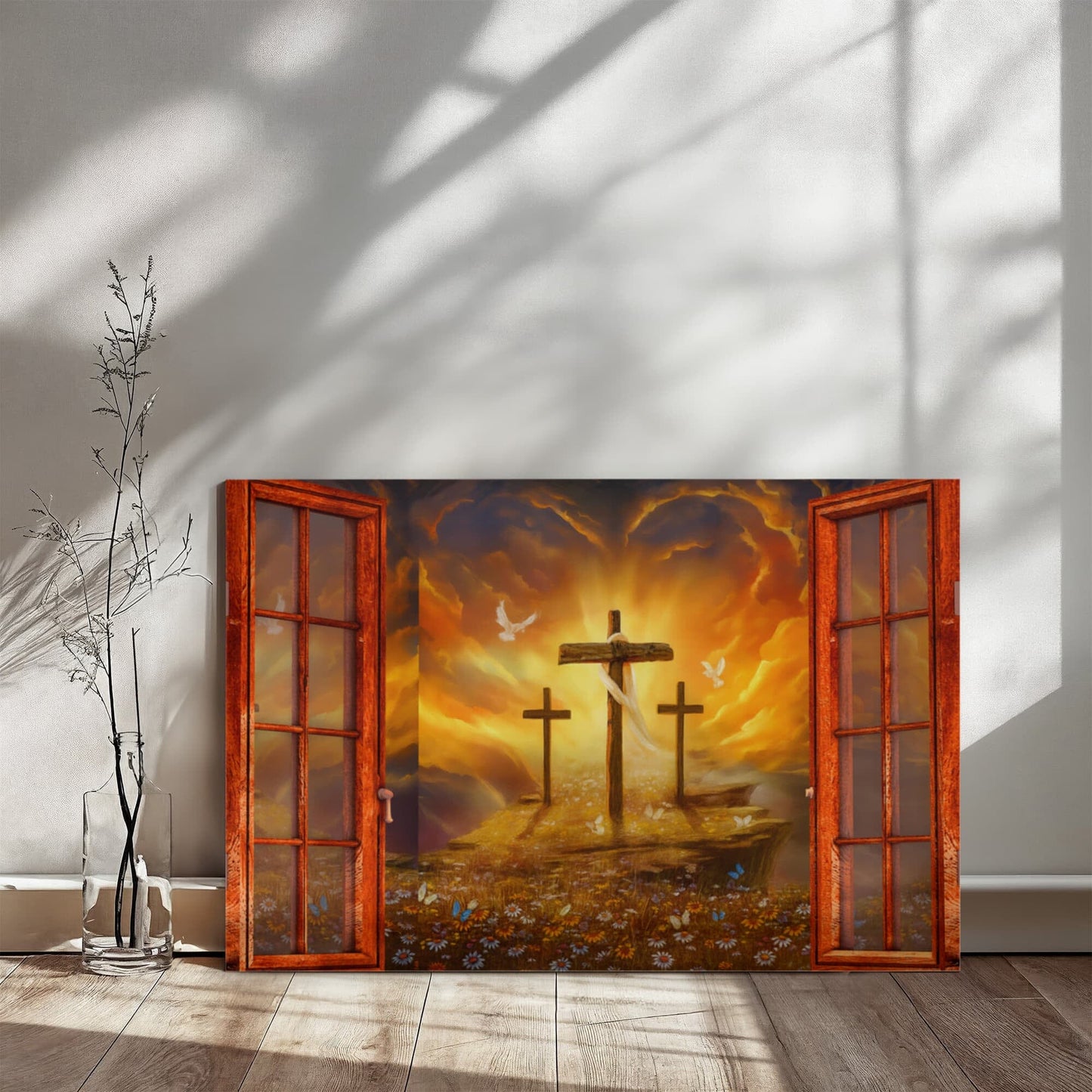 Cross Open Window - Gallery Wrapped Canvas Design - The Shoppers Outlet
