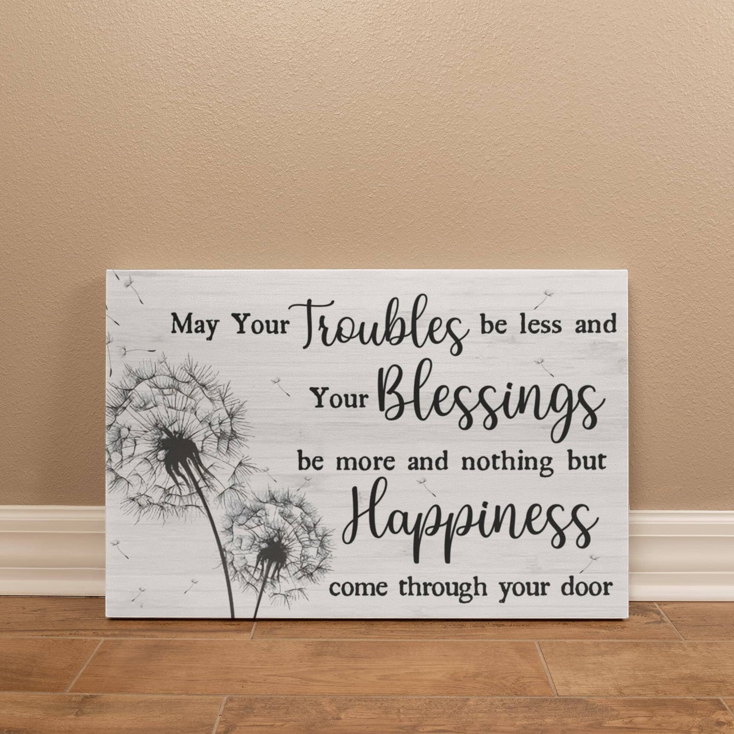 Motivational - Troubles Blessings Happiness - Gallery Wrapped Canvas Prints - The Shoppers Outlet