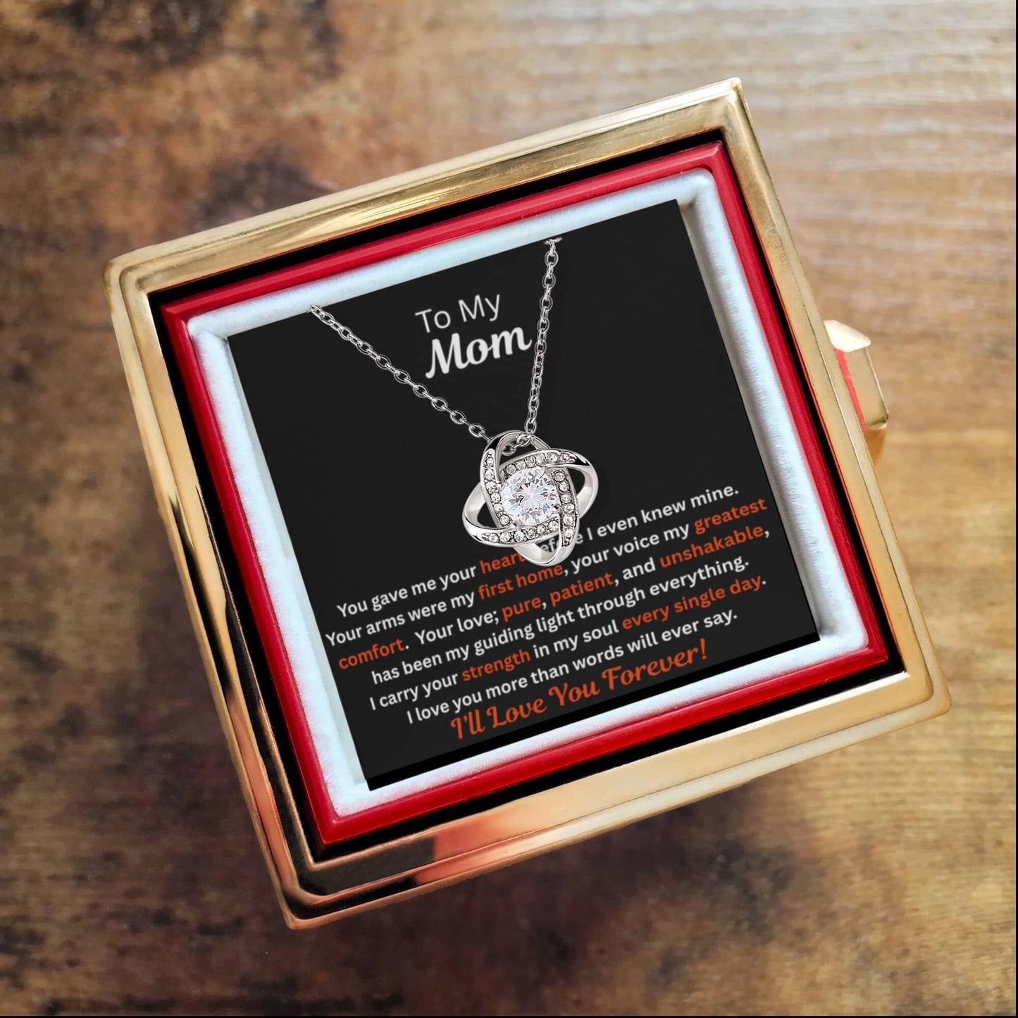 Gift For Mom - Birthday Gift - Mother's Day Gift - I'll Love You Forever - Love Knot with Rotating Rose Gift Box - The Shoppers Outlet