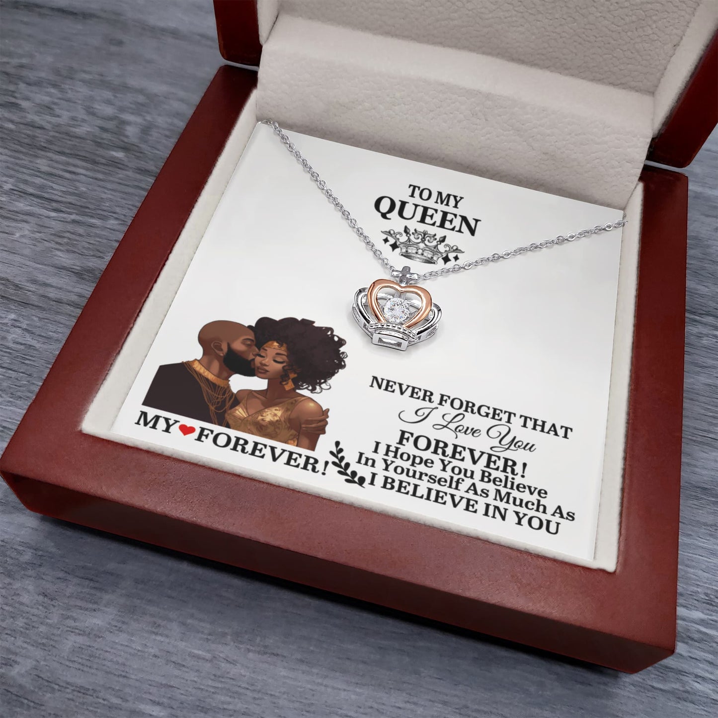 To My Queen - My Heart Forever - Crown Pendant Necklace - The Shoppers Outlet