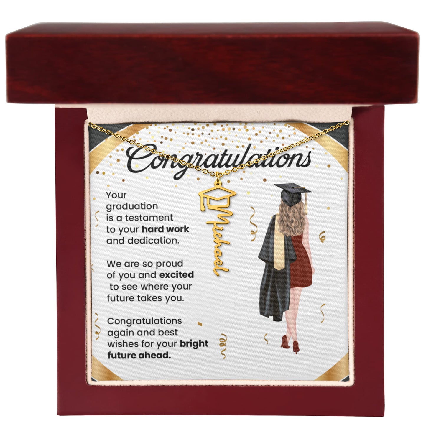 Graduation Necklace Gift – Inspirational Jewelry for Her | Graduation Name Necklace - The Shoppers Outlet