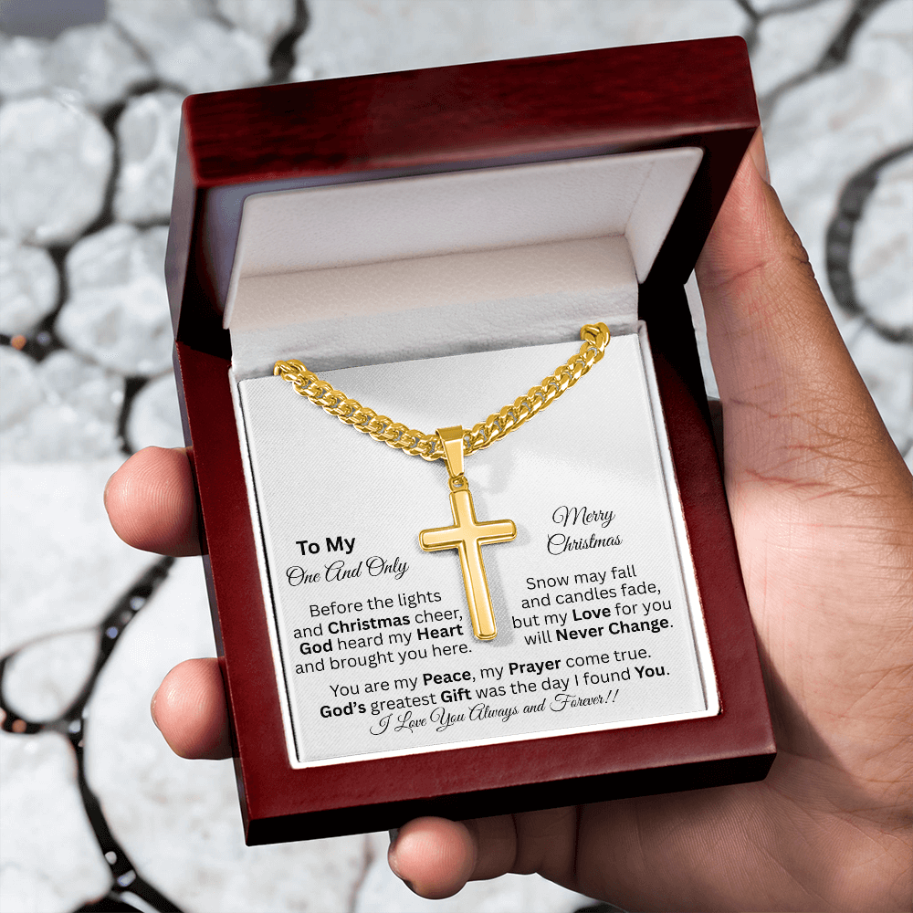 To My One And Only - Christmas Gift - Personalized Cross And Cuban Link Chain Necklace
