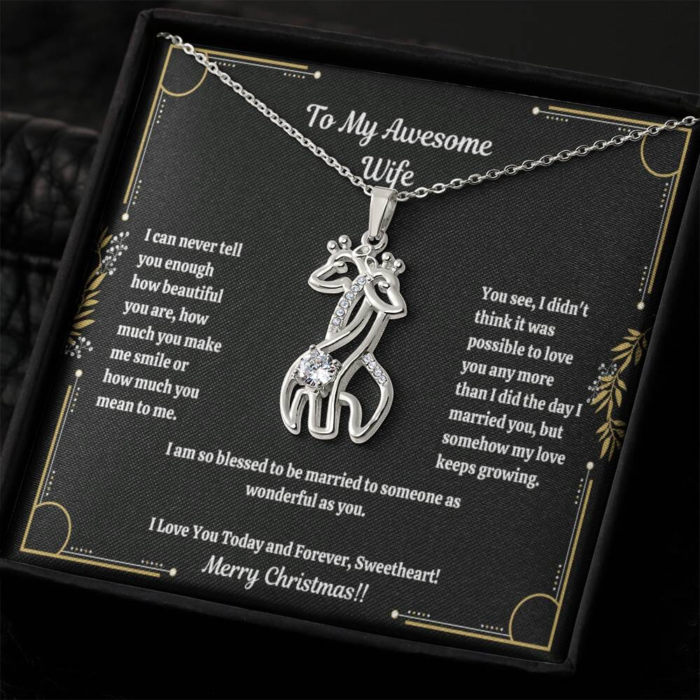 Gift For Wife - I Can Never You Enough - Giraffe Necklace - The Shoppers Outlet