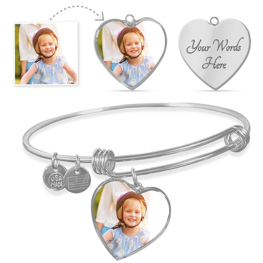Buyer Photo Upload Heart Pendant Bangle - The Shoppers Outlet