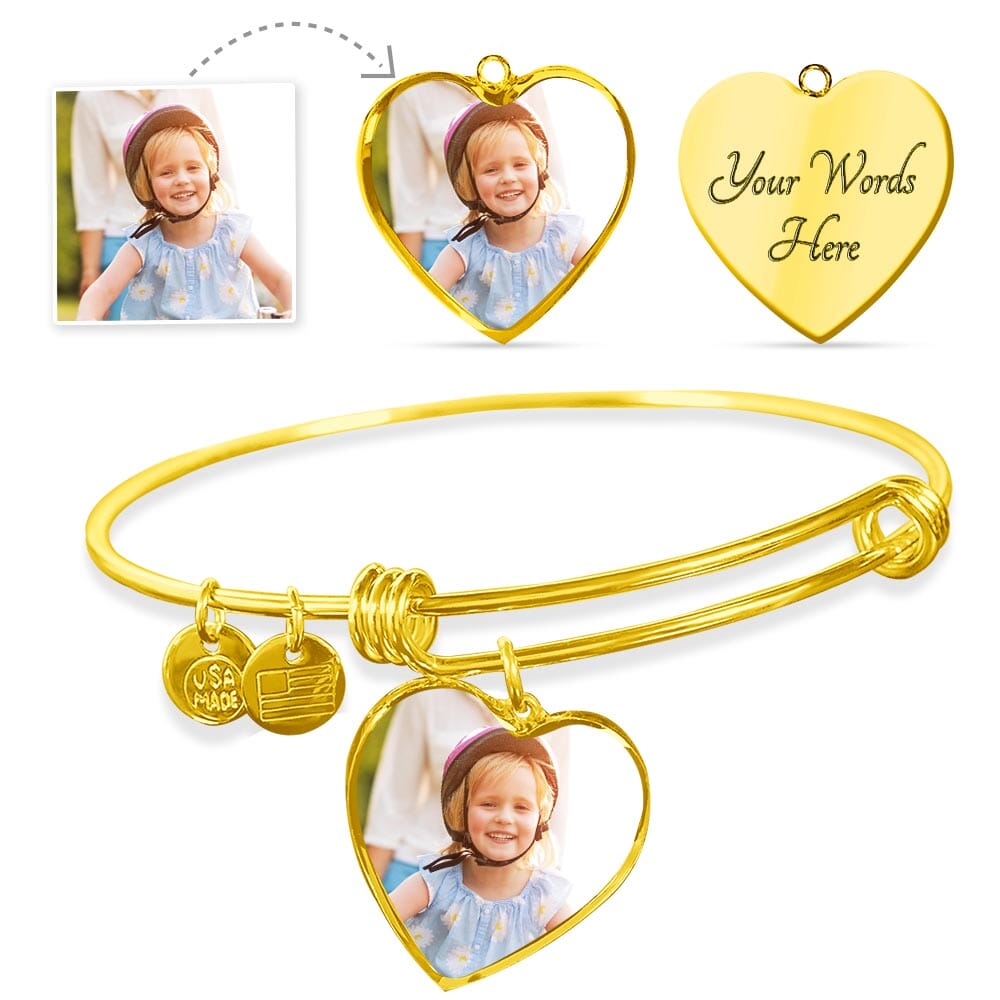 Buyer Photo Upload Heart Pendant Bangle - The Shoppers Outlet
