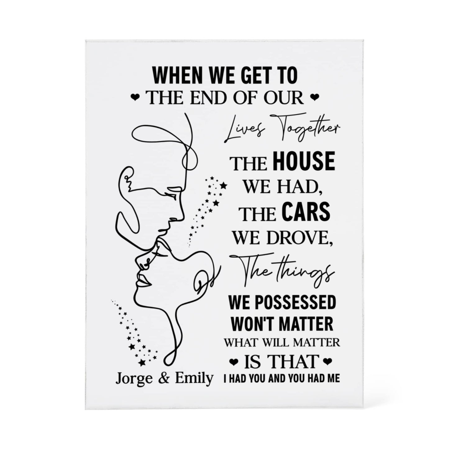 Romantic Love Quote Gift for Husband and Wife - Acrylic Plaque - The Shoppers Outlet