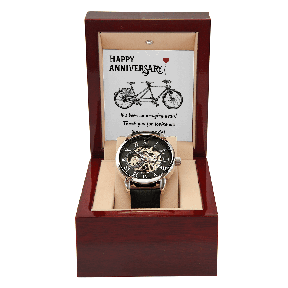Gift For Husband - It's Been An Amazing Year - Happy Anniversary - Men's Openwork Watch - The Shoppers Outlet