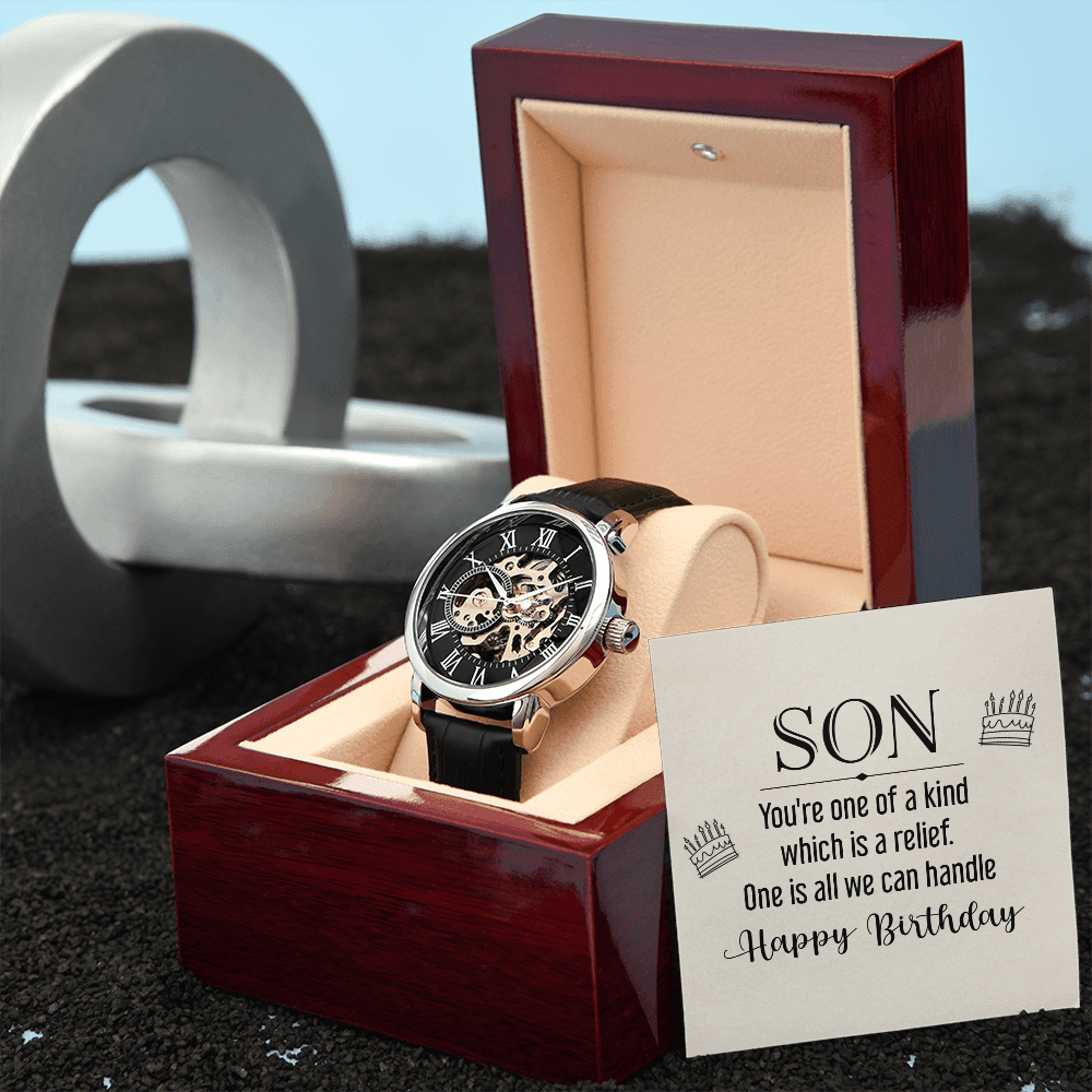 Gift For Son - You're One Of A Kind - Happy Birthday - Men's Openwork Watch - The Shoppers Outlet