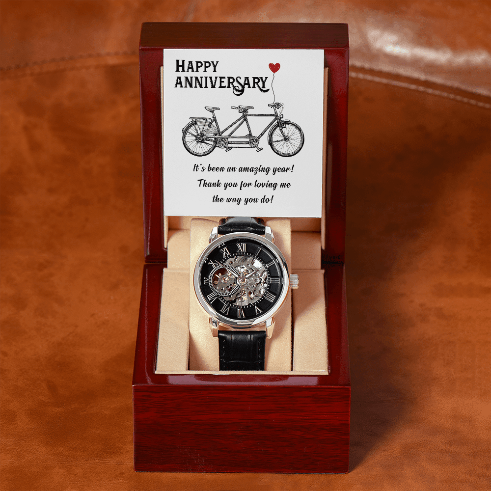 Gift For Husband - It's Been An Amazing Year - Happy Anniversary - Men's Openwork Watch - The Shoppers Outlet