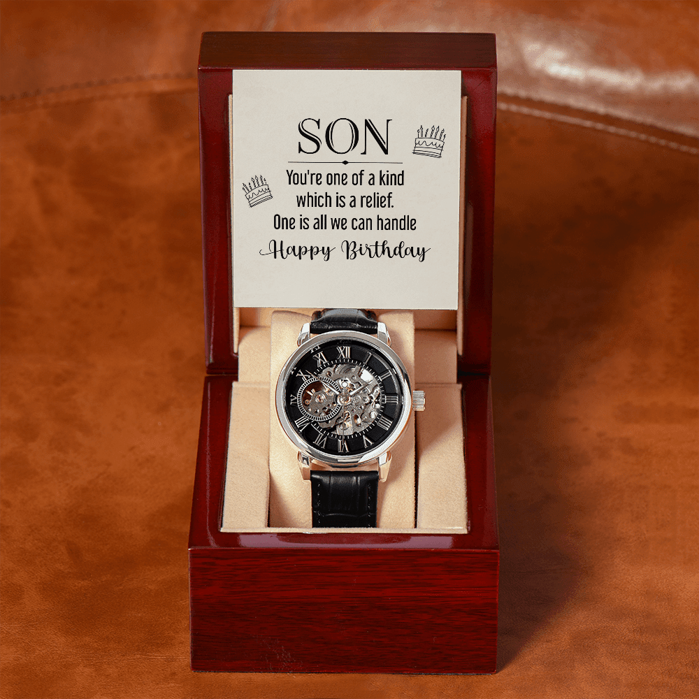 Gift For Son - You're One Of A Kind - Happy Birthday - Men's Openwork Watch - The Shoppers Outlet