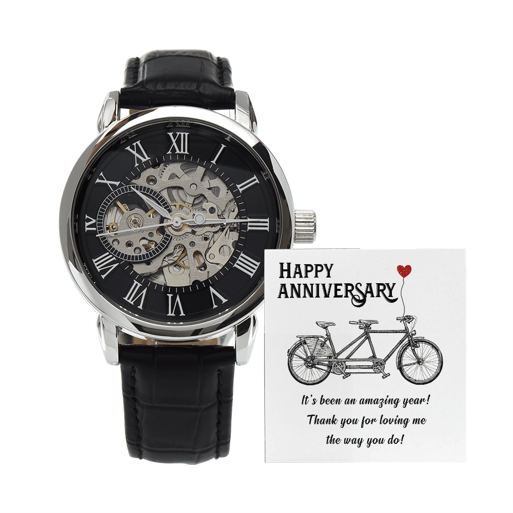 Gift For Husband - It's Been An Amazing Year - Happy Anniversary - Men's Openwork Watch - The Shoppers Outlet