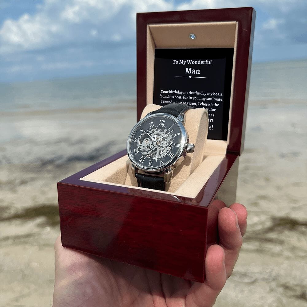 Gift For Husband - Happy Birthday - Gift For Husband - Men's Openwork Watch - The Shoppers Outlet