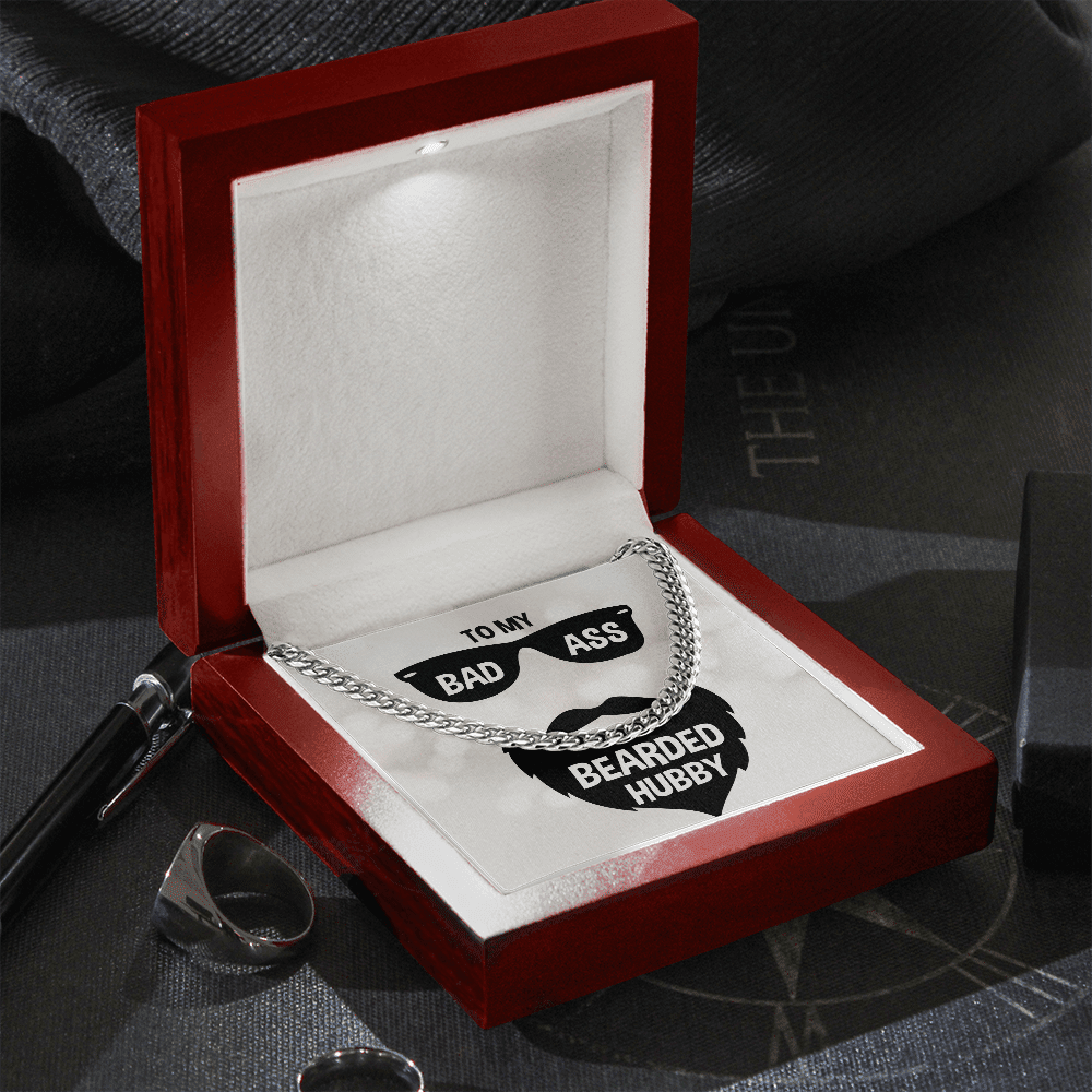 Gift For Husband - Bad Ass Bearded Hubby - Cuban Link Chain Necklaces - The Shoppers Outlet