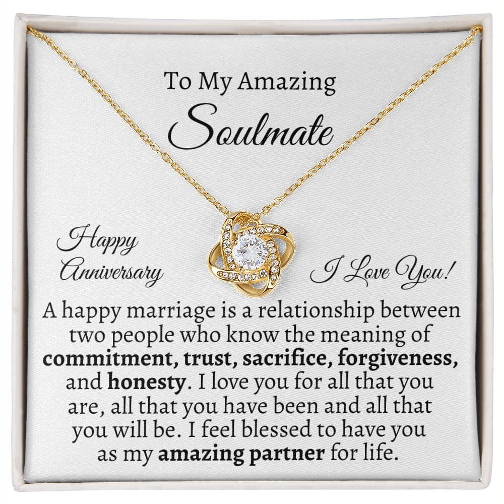Gift For Soulmate - Happy Anniversary - Gift For Soulmate - A Happy Marriage Is - Love Knot Necklaces - The Shoppers Outlet
