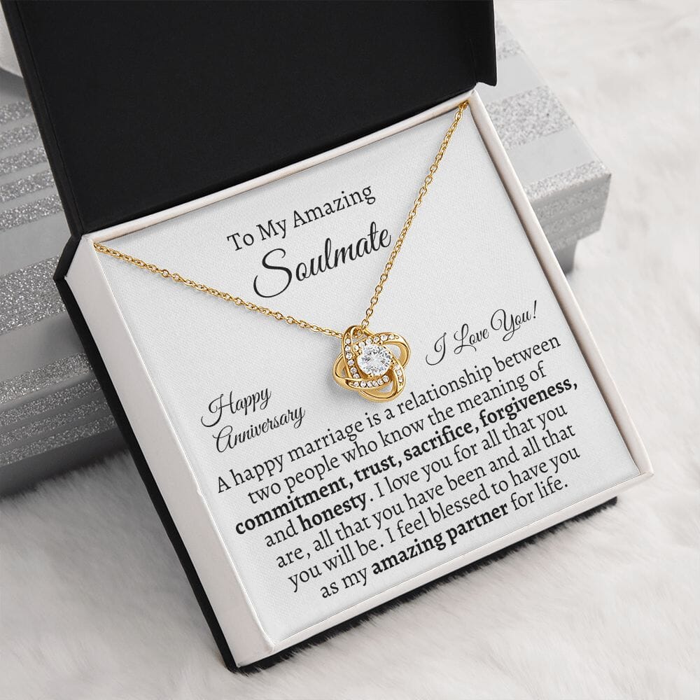Gift For Soulmate - Happy Anniversary - Gift For Soulmate - A Happy Marriage Is - Love Knot Necklaces - The Shoppers Outlet
