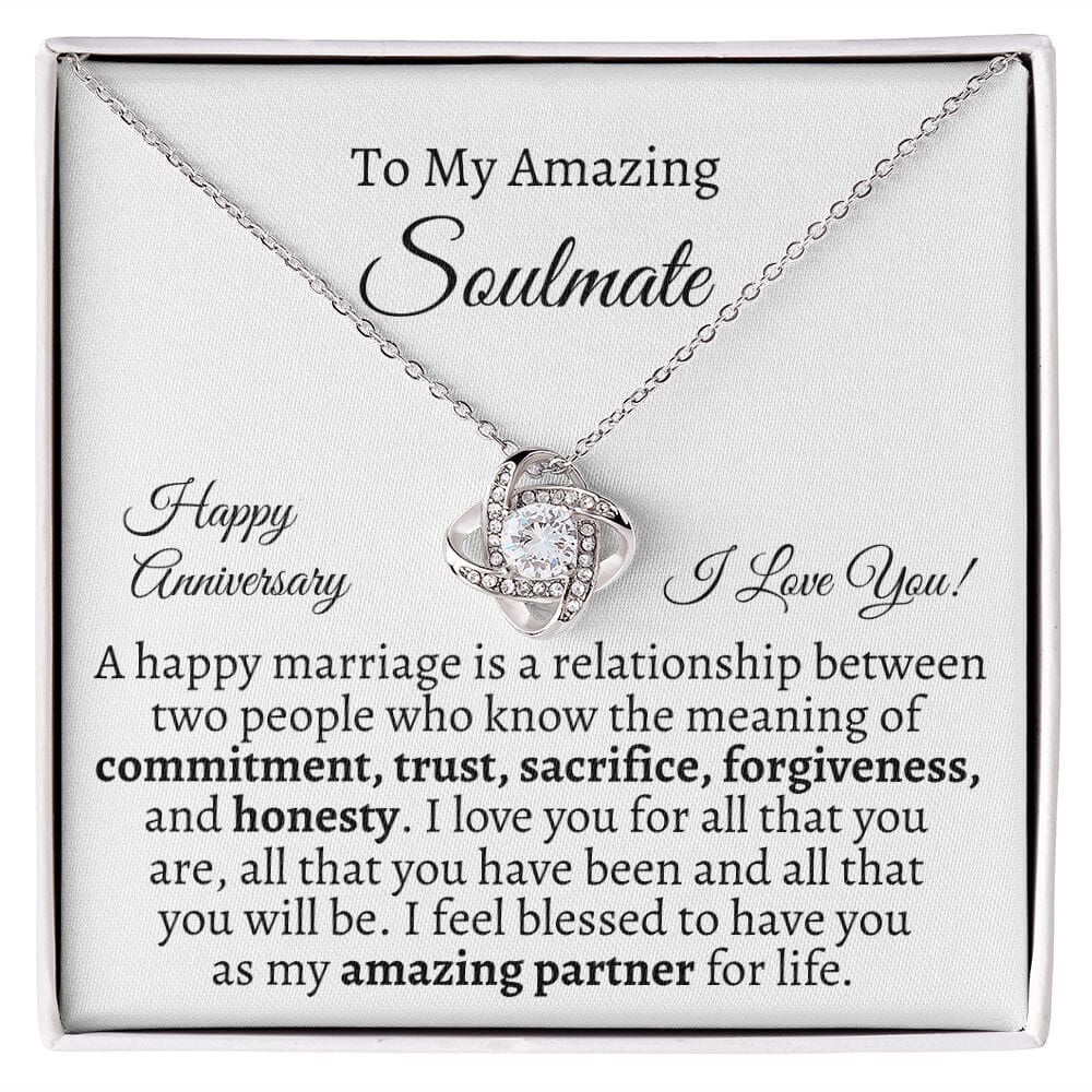 Gift For Soulmate - Happy Anniversary - Gift For Soulmate - A Happy Marriage Is - Love Knot Necklaces - The Shoppers Outlet