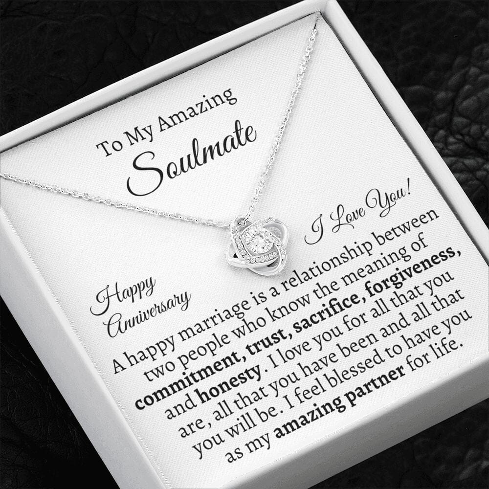 Gift For Soulmate - Happy Anniversary - Gift For Soulmate - A Happy Marriage Is - Love Knot Necklaces - The Shoppers Outlet