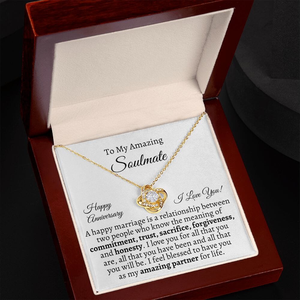 Gift For Soulmate - Happy Anniversary - Gift For Soulmate - A Happy Marriage Is - Love Knot Necklaces - The Shoppers Outlet
