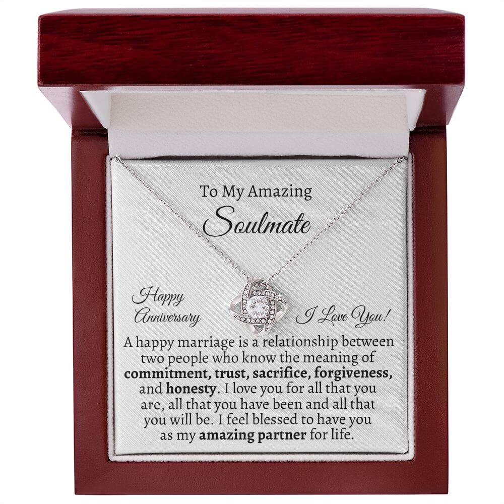 Gift For Soulmate - Happy Anniversary - Gift For Soulmate - A Happy Marriage Is - Love Knot Necklaces - The Shoppers Outlet