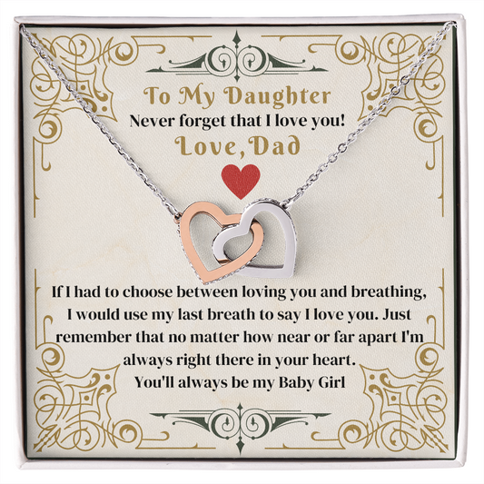 Daughter - If I Had To Choose - Interlocking Hearts Necklaces - The Shoppers Outlet