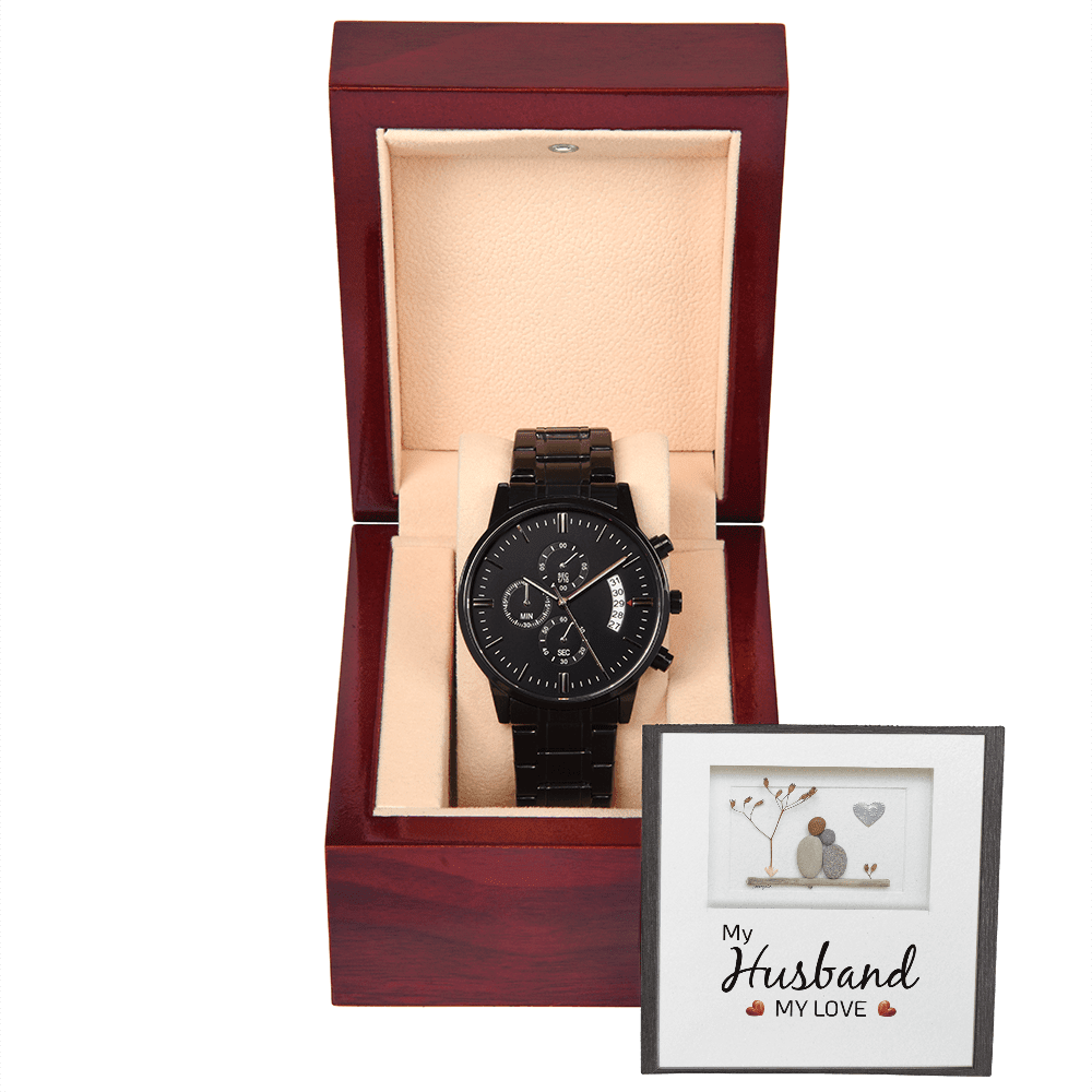 Gift For Husband - My Husband My Love - Black Chronograph Watch - The Shoppers Outlet