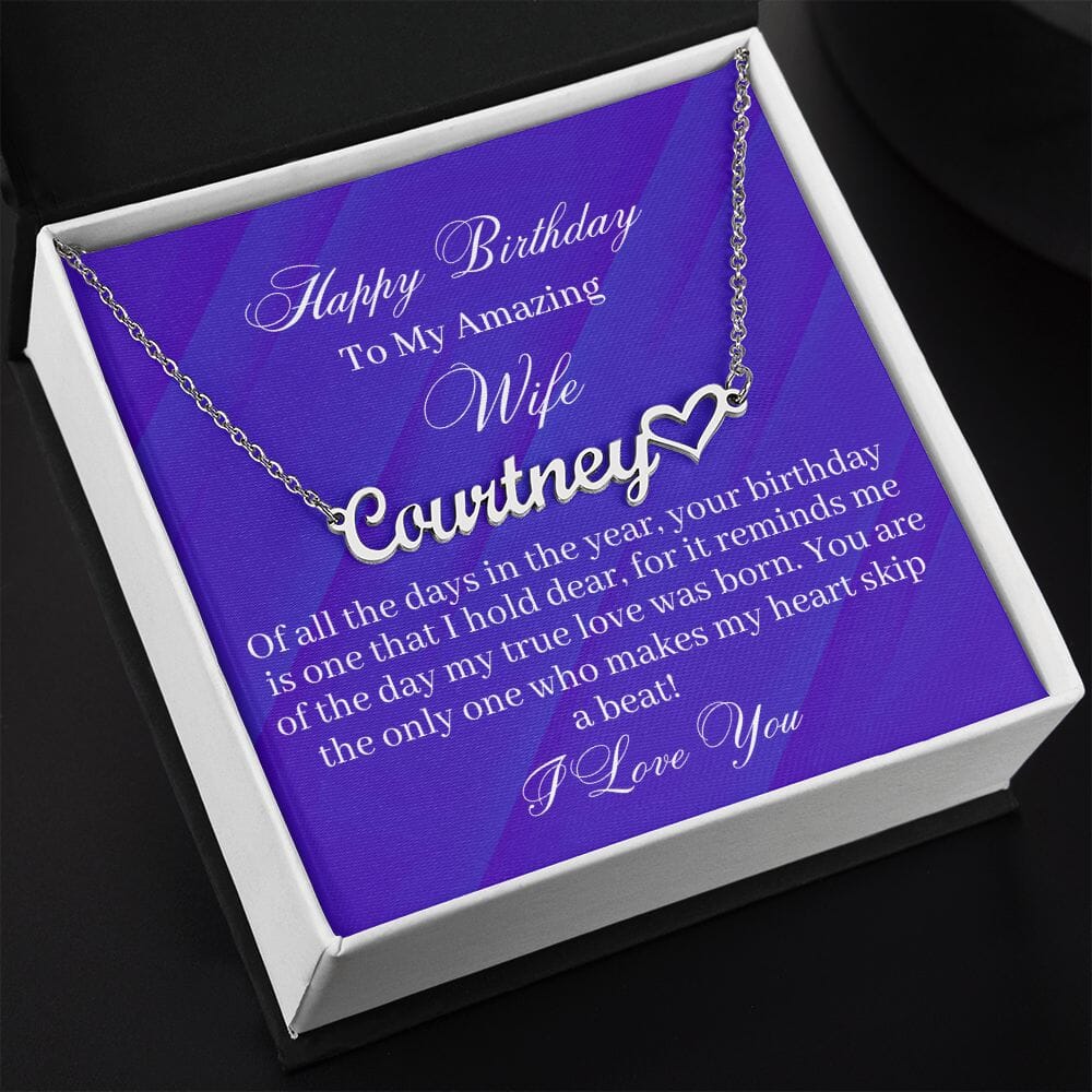 Gift For Wife - My True Love Was Born - Personalized Heart Name Necklaces - The Shoppers Outlet