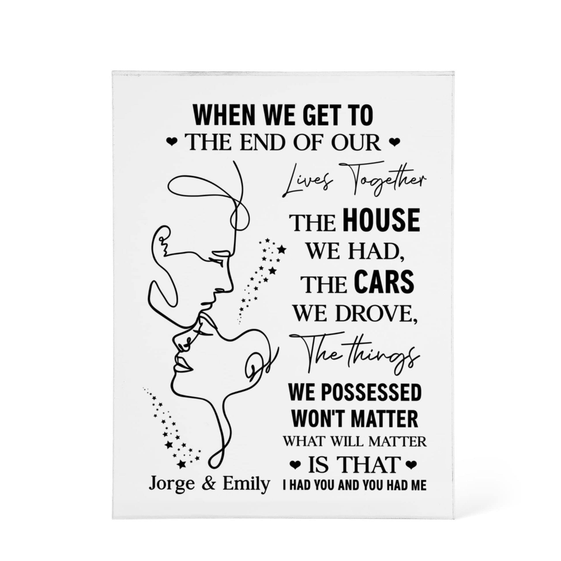 Romantic Love Quote Gift for Husband and Wife - Acrylic Plaque - The Shoppers Outlet