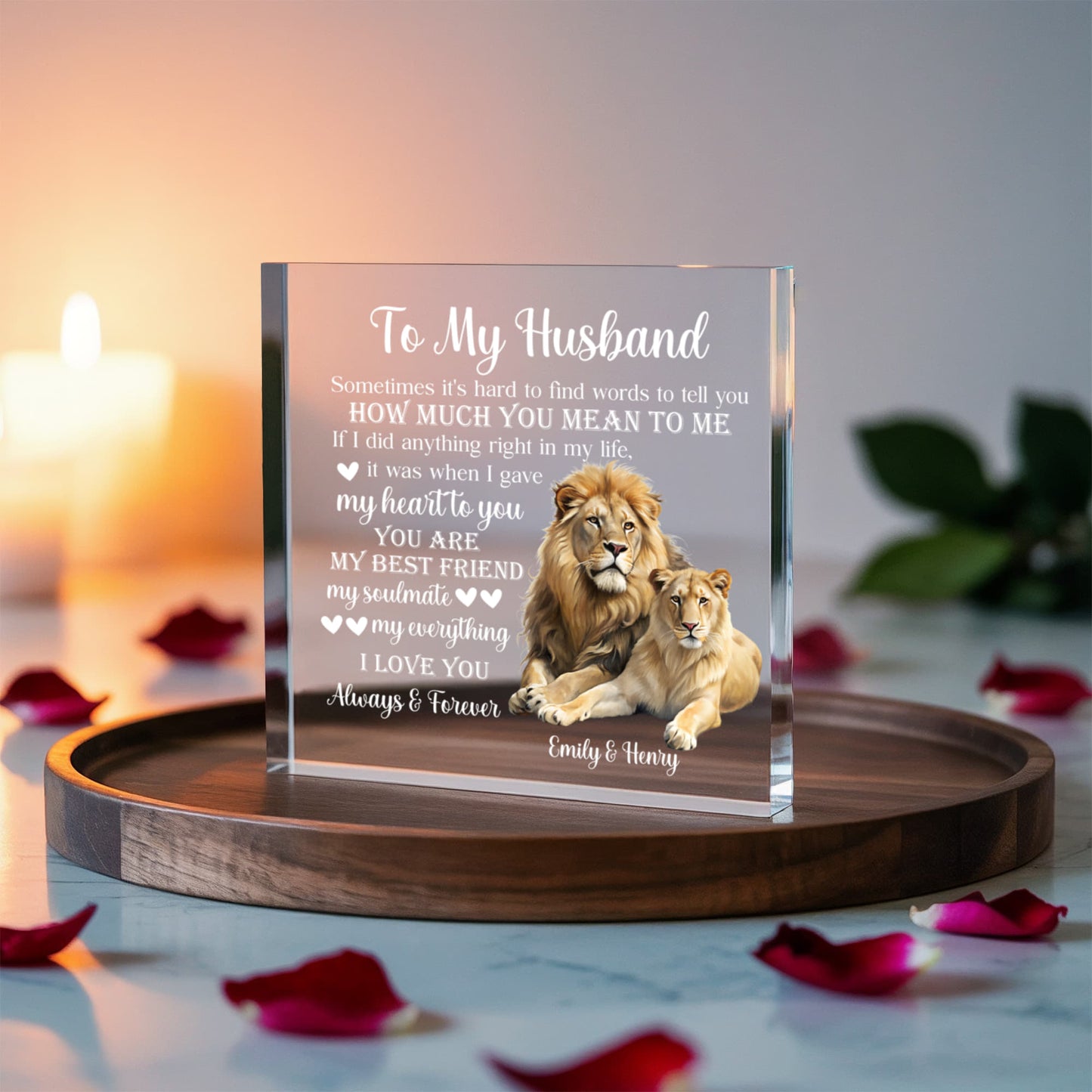 To My Husband - Lion Couple Love Gift from Wife - Acrylic Plaque - The Shoppers Outlet