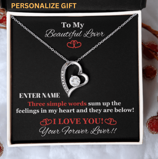 Gift For Wife - PERSONALIZE GIFT - Three Simple Words - Forever Love Necklace - The Shoppers Outlet