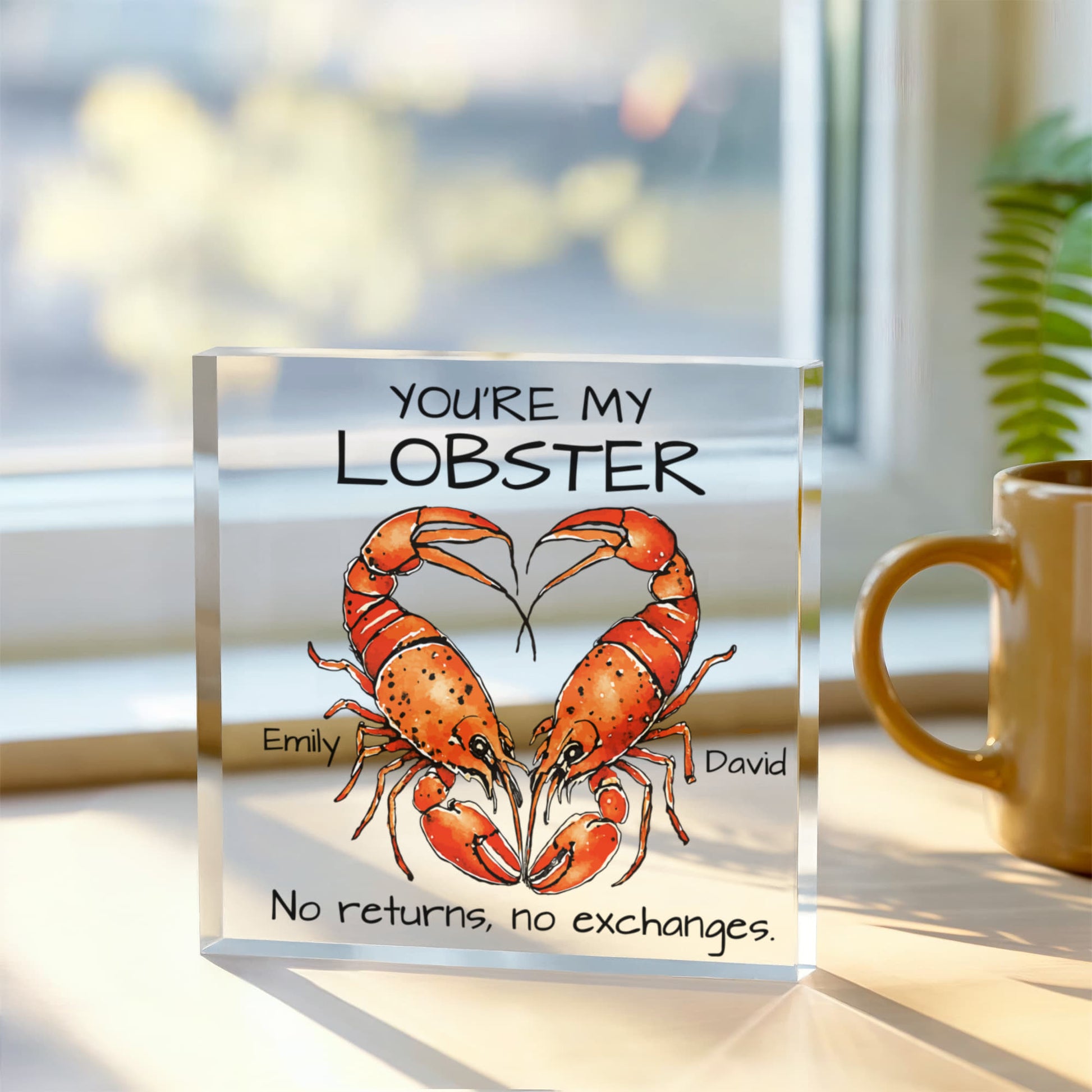 Romantic Lobster Heart Artwork Design - Acrylic Plaque - The Shoppers Outlet