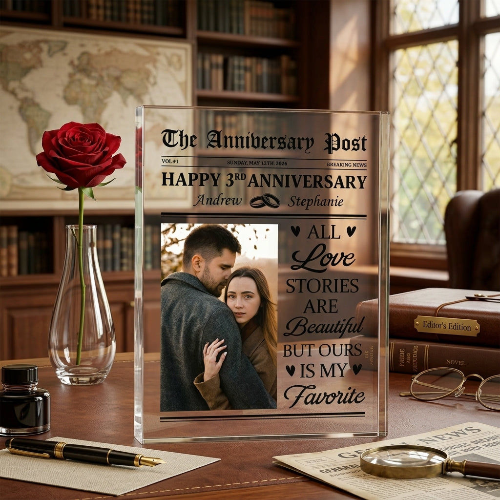 Personalized Anniversary Newspaper Poster – Custom Couple Photo & Names Gift | Romantic Wall Art for Couples - The Shoppers Outlet