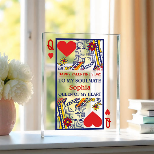 Queen of Hearts Soulmate – Personalized Valentine Gift for Her - Acrylic Plaque - The Shoppers Outlet