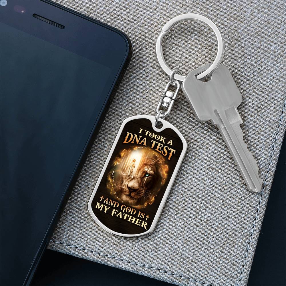 Inspirational - I Took A DNA Test And God Is My Father - Dog Tag Keychain - The Shoppers Outlet