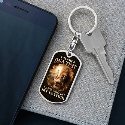 Inspirational - I Took A DNA Test And God Is My Father - Dog Tag Keychain - The Shoppers Outlet