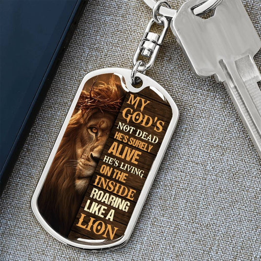 Inspirational - My God's Not Dead - Dog Tag Keychain - The Shoppers Outlet