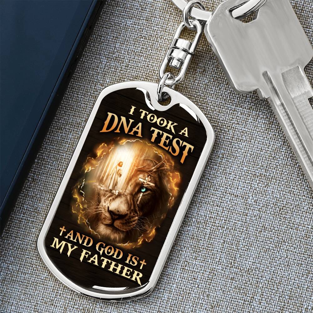 Inspirational - I Took A DNA Test And God Is My Father - Dog Tag Keychain - The Shoppers Outlet