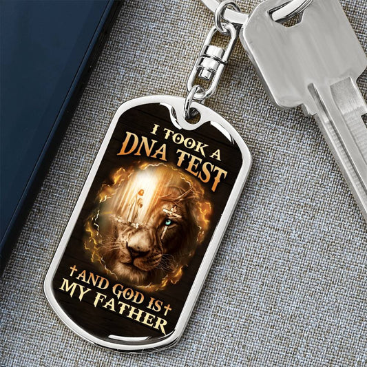 Inspirational - I Took A DNA Test And God Is My Father - Dog Tag Keychain - The Shoppers Outlet