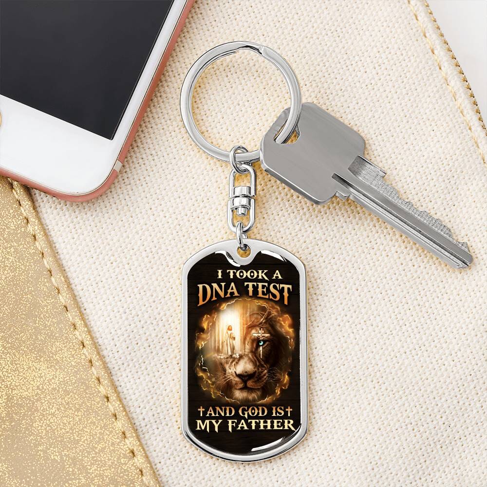 Inspirational - I Took A DNA Test And God Is My Father - Dog Tag Keychain - The Shoppers Outlet