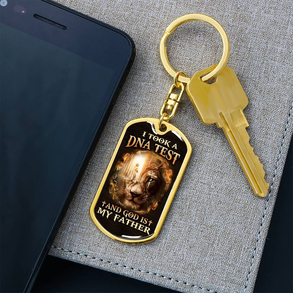 Inspirational - I Took A DNA Test And God Is My Father - Dog Tag Keychain - The Shoppers Outlet