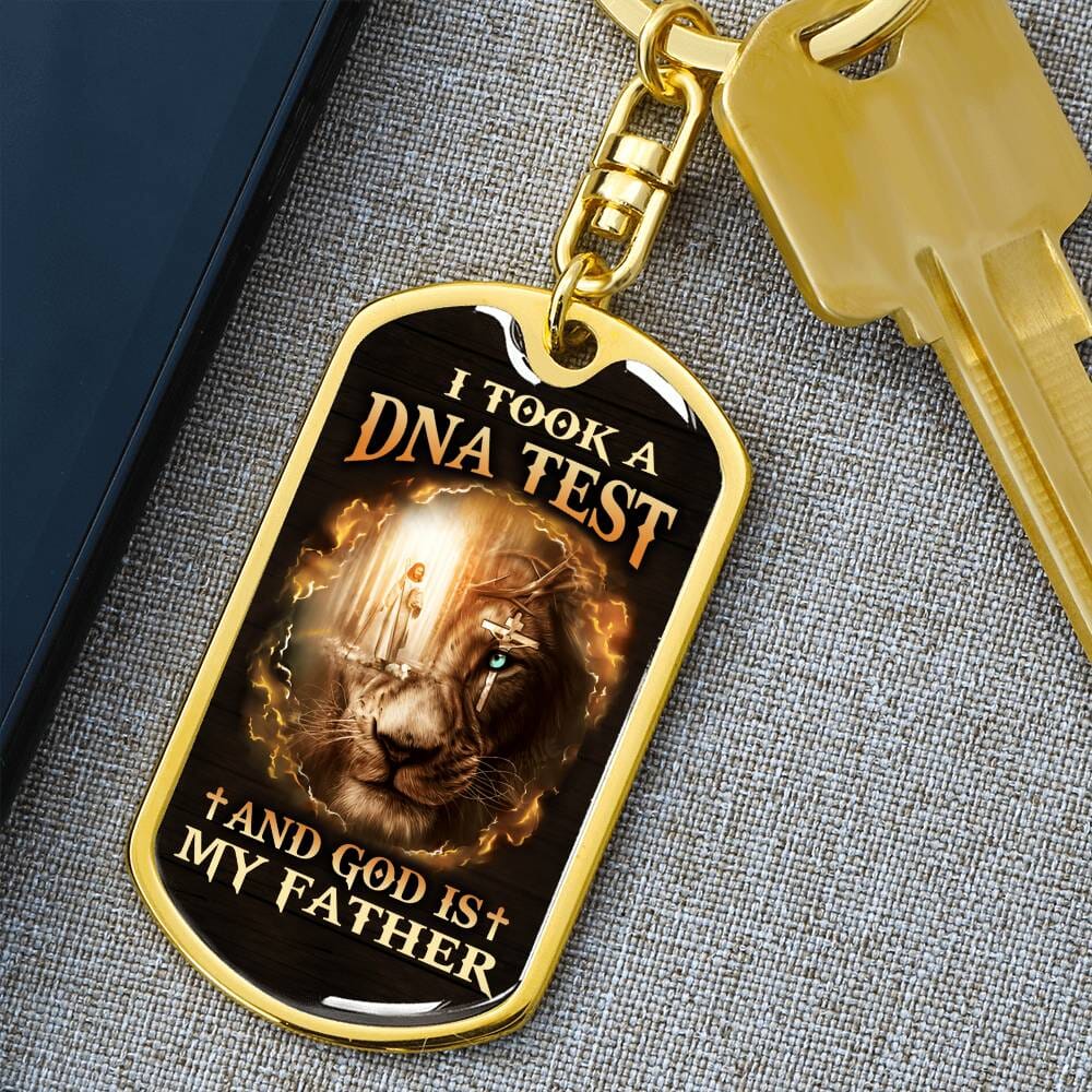 Inspirational - I Took A DNA Test And God Is My Father - Dog Tag Keychain - The Shoppers Outlet
