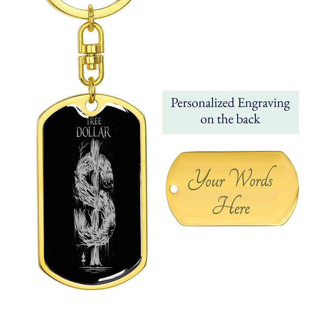 Silver Tree Dollar Sign - Dog Tag Keychain - The Shoppers Outlet