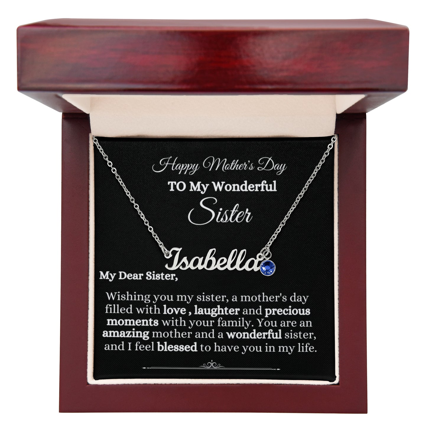 Gift For Sister- Mother's Day - Custom Name Necklace with Birthstone - The Shoppers Outlet