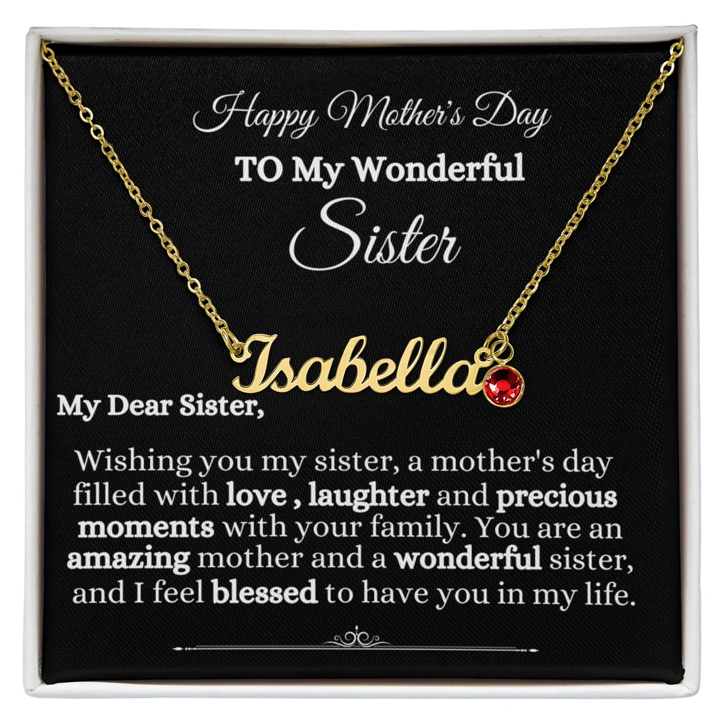 Gift For Sister- Mother's Day - Custom Name Necklace with Birthstone - The Shoppers Outlet