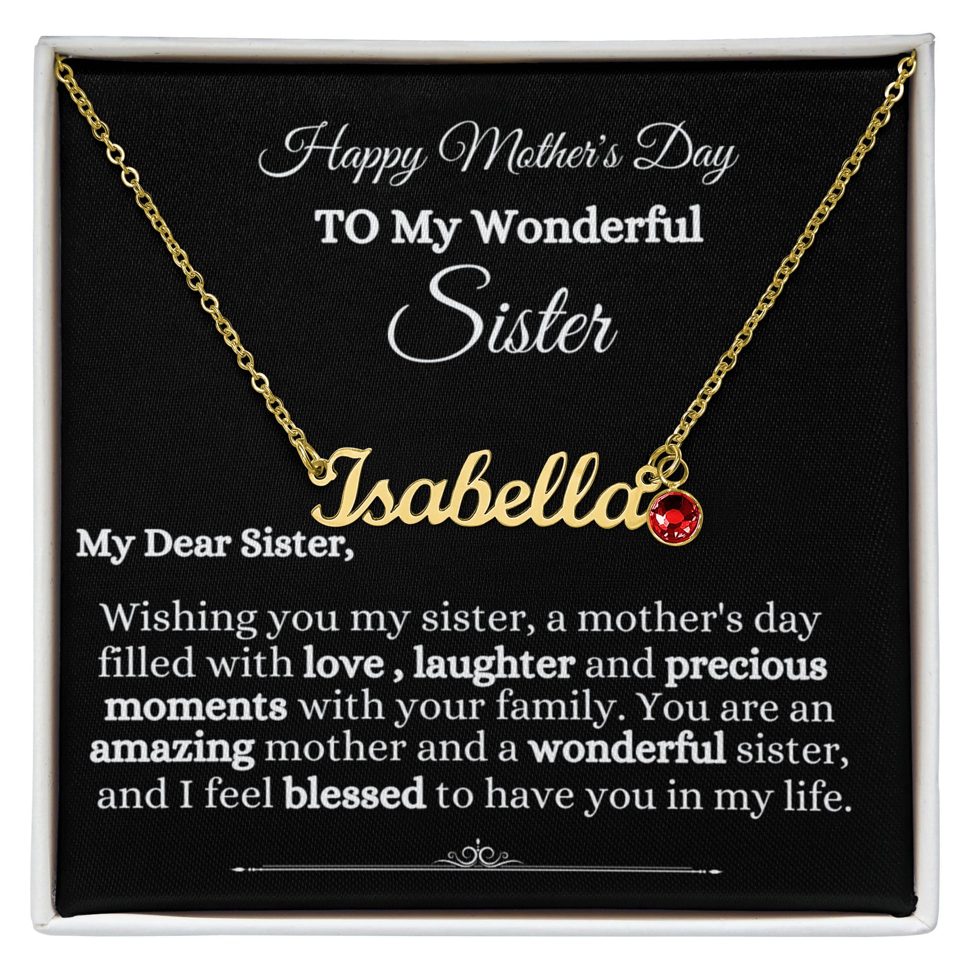Gift For Sister- Mother's Day - Custom Name Necklace with Birthstone - The Shoppers Outlet