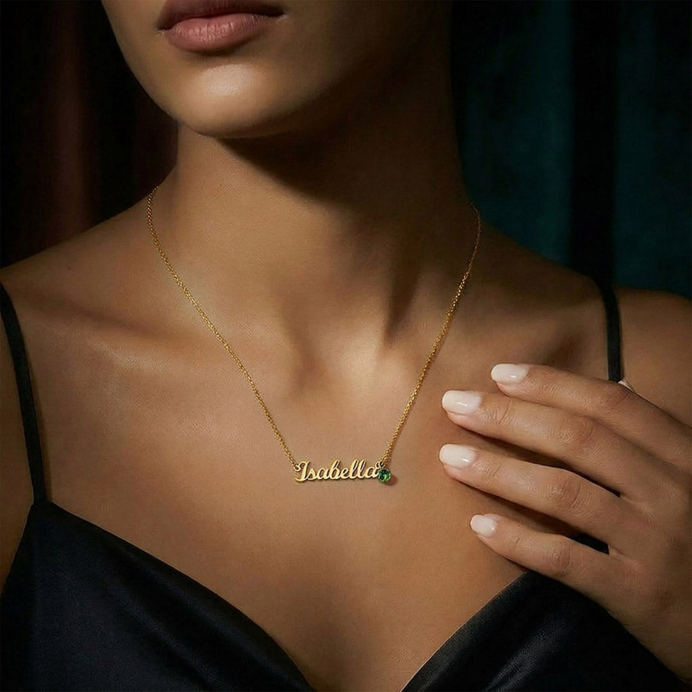 Gift For Sister- Mother's Day - Custom Name Necklace with Birthstone - The Shoppers Outlet