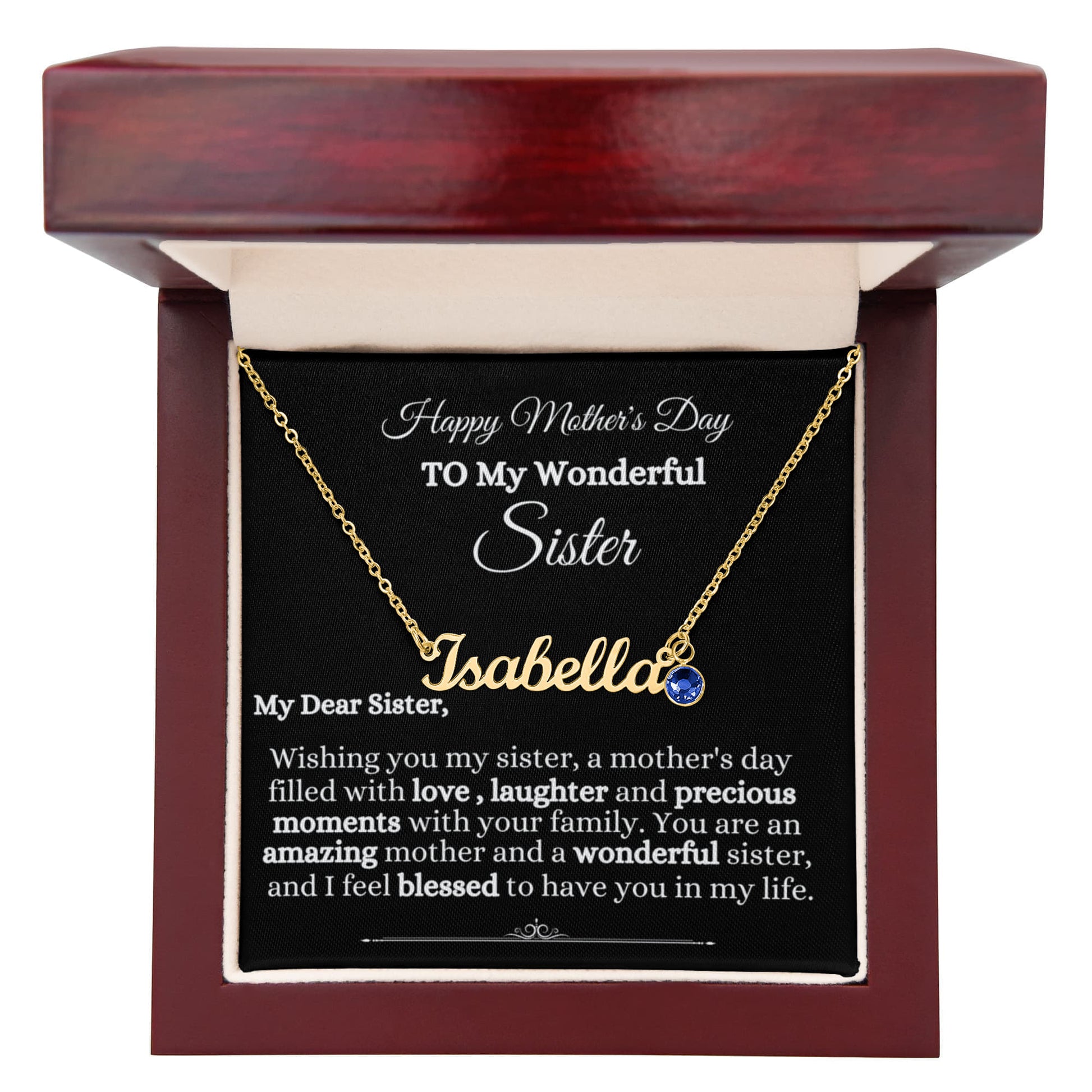 Gift For Sister- Mother's Day - Custom Name Necklace with Birthstone - The Shoppers Outlet