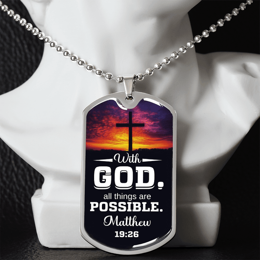 Matthew 19:26 - With God All Things Are Possible - Do Tag Necklace - The Shoppers Outlet