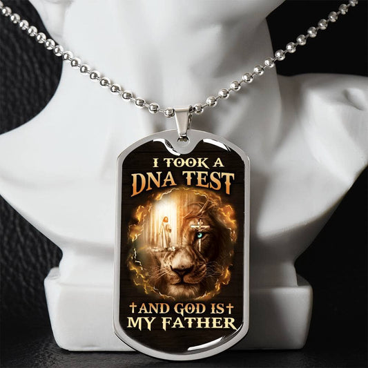 Inspirational - I Took A DNA Test And God Is My Father - Dog Tag Necklace - The Shoppers Outlet