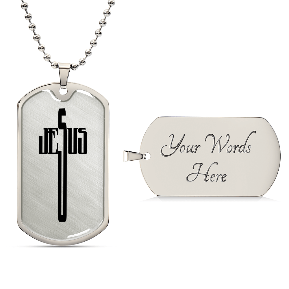 Faith - Jesus Cross - Dog Tag Necklace