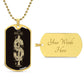 Gold Tree Dollar Sign - Dog Tag Necklace - The Shoppers Outlet